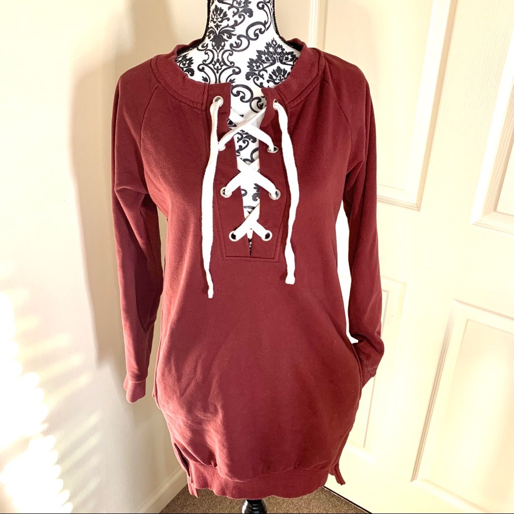 Burgundy Sweatshirt Dress